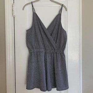 Navy blue and white stripped romper